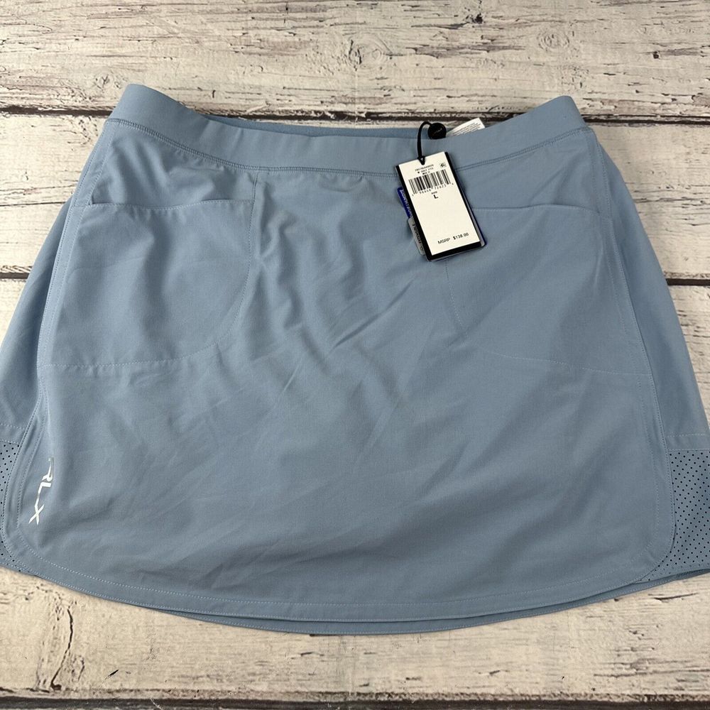 New RLX Ralph Lauren Women's‎ Golf Tennis Pickleball Skort Spa Lite Blue LG $128